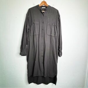 Black Crane Charcoal Long Sleeve Button Front Dress Size XS